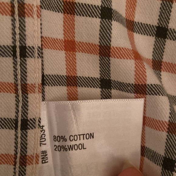 Orvis Cream Plaid Wool Cotton Buttoned Down Dress Shirt Size XL Career Classic - Picture 6 of 6